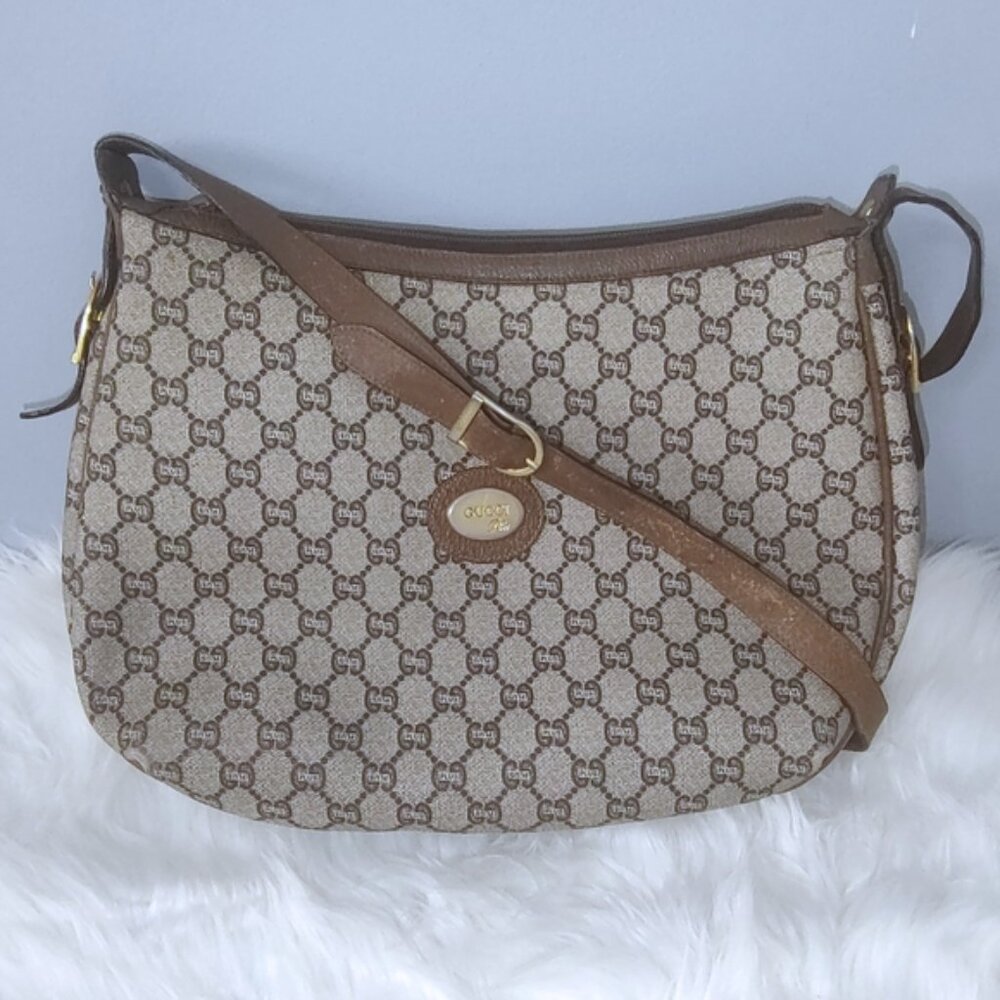 Gucci Plus vintage monogram canvas / leather hobo bag EUC